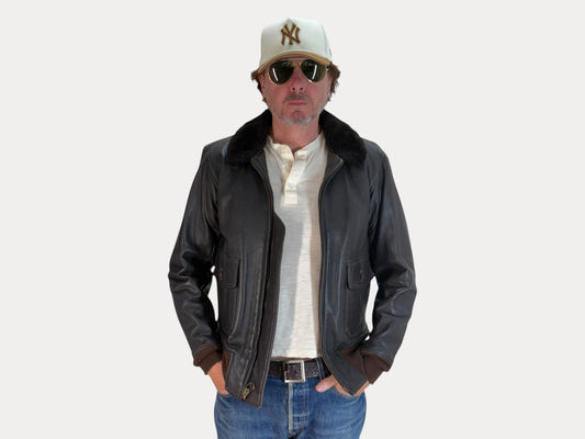 Size 38US / 48EU. 2001 Vintage Cooper G-1 Flight Jacket Made in USA - Leather Bomber-AJ357 Studio-AJ357 Studio