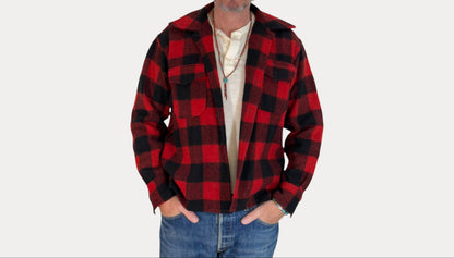 Size 40US / 50EU. Authentic 50s USA-Made Heavyweight Wool Plaid Shirt-AJ357 Studio-AJ357 Studio