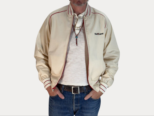 Size Large, Vintage 80s Lightweight Cotton-Blend Zip Jacket. Made in USA-AJ357 Studio-AJ357 Studio