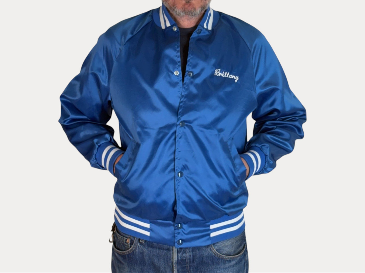 Size Small. Vintage 80s Satin Jacket Made In USA-AJ357 Studio-AJ357 Studio