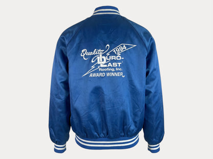 Size Large. Vintage 90s Blue Satin Jacket Made In USA-AJ357 Studio-AJ357 Studio