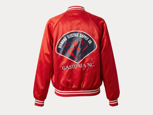 Size Small. Vintage 80s Red Satin Jacket Made In USA-AJ357 Studio-AJ357 Studio
