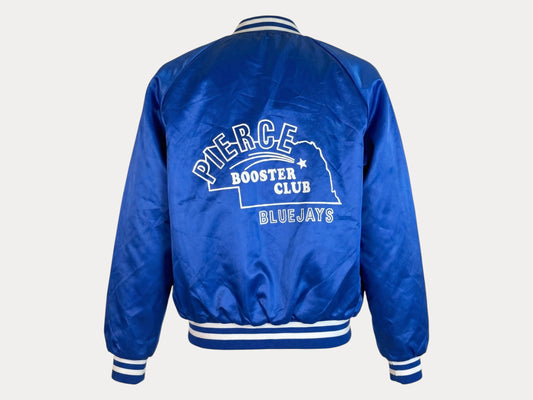Size Med. Vintage 80s Bluejays booster club Satin Jacket made by King Louie In the USA-AJ357 Studio-AJ357 Studio