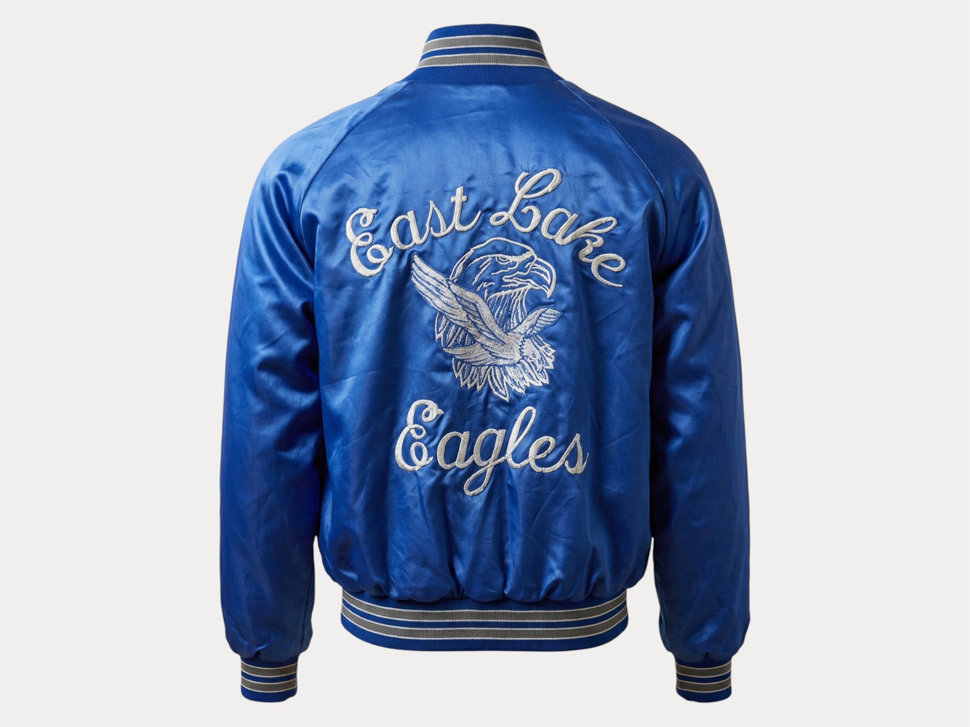 Size Med. Vintage embroidered 80s East Lake Eagle Satin Jacket Made In USA by Rennoc-AJ357 Studio-AJ357 Studio