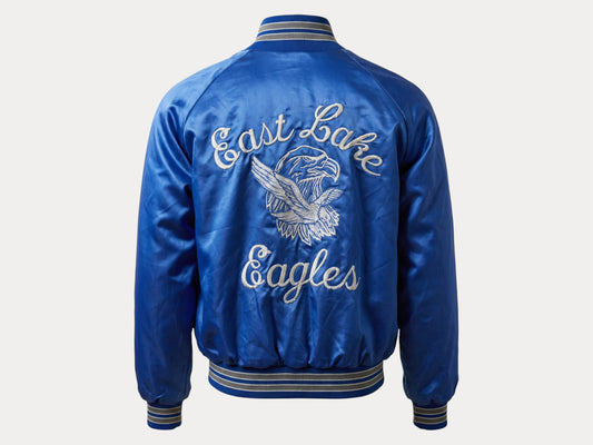 Size Med. Vintage embroidered 80s East Lake Eagle Satin Jacket Made In USA by Rennoc-AJ357 Studio-AJ357 Studio