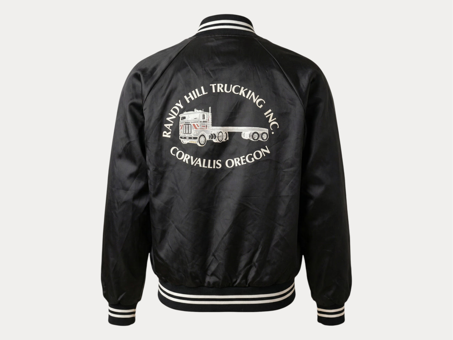 Size Medium. Vintage Black Satin Jacket Made In USA-AJ357 Studio-AJ357 Studio