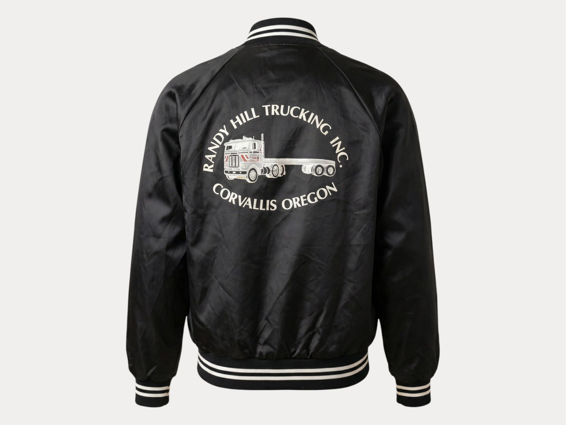 Size Medium. Vintage Black Satin Jacket Made In USA-AJ357 Studio-AJ357 Studio