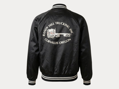Size Medium. Vintage Black Satin Jacket Made In USA-AJ357 Studio-AJ357 Studio