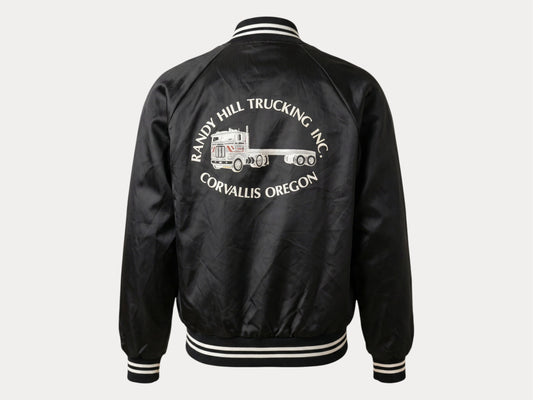 Size Medium. Vintage Black Satin Jacket Made In USA-AJ357 Studio-AJ357 Studio