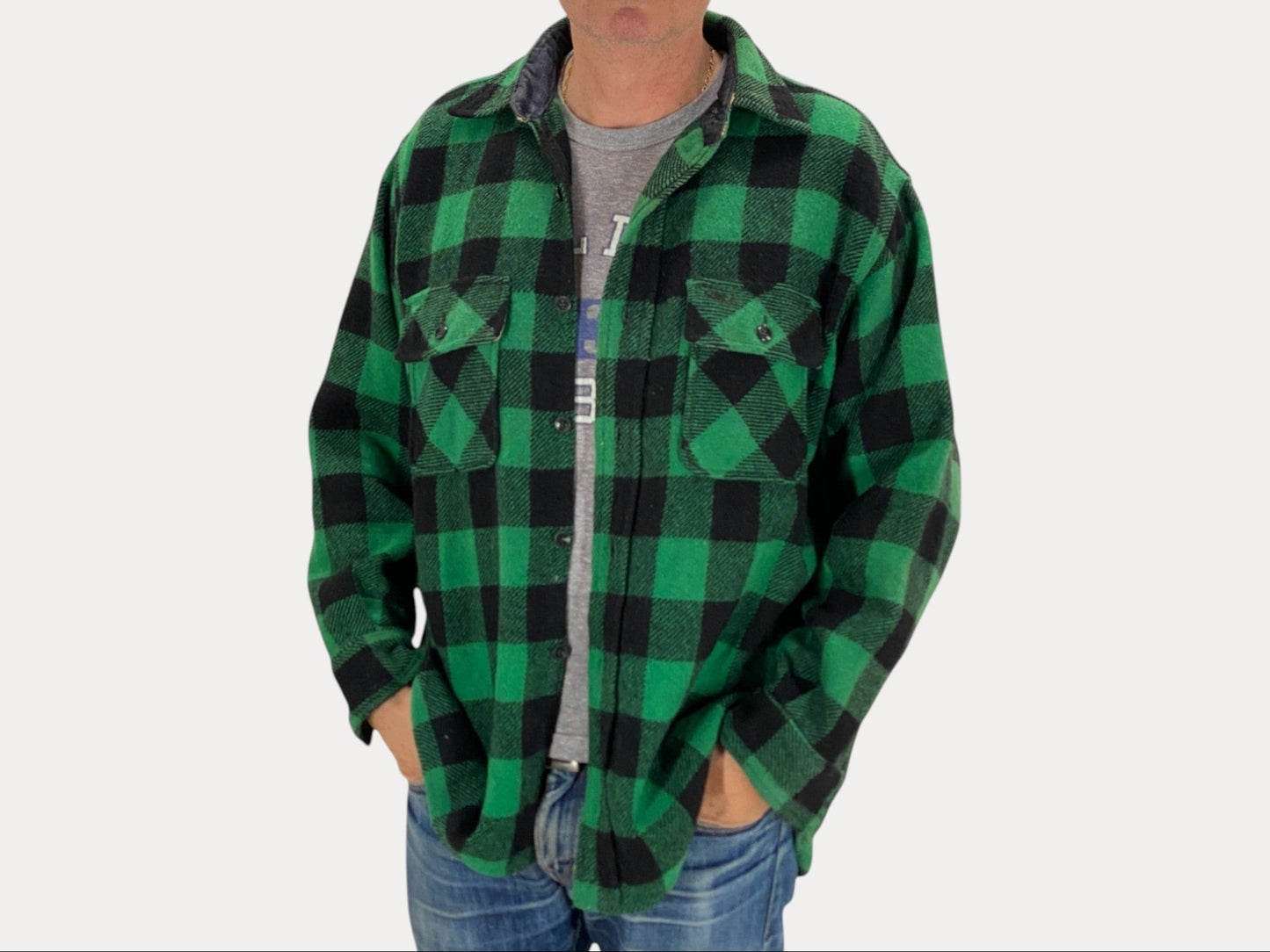 Size Large, 60s Pilgrim Heavy plaid shirt Made in USA Buffalo plaid-AJ357 Studio-AJ357 Studio