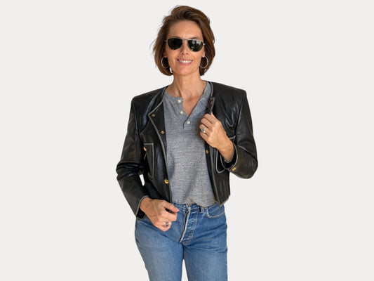 Size 38US vintage Escada Leather jacket-AJ357 Studio-AJ357 Studio