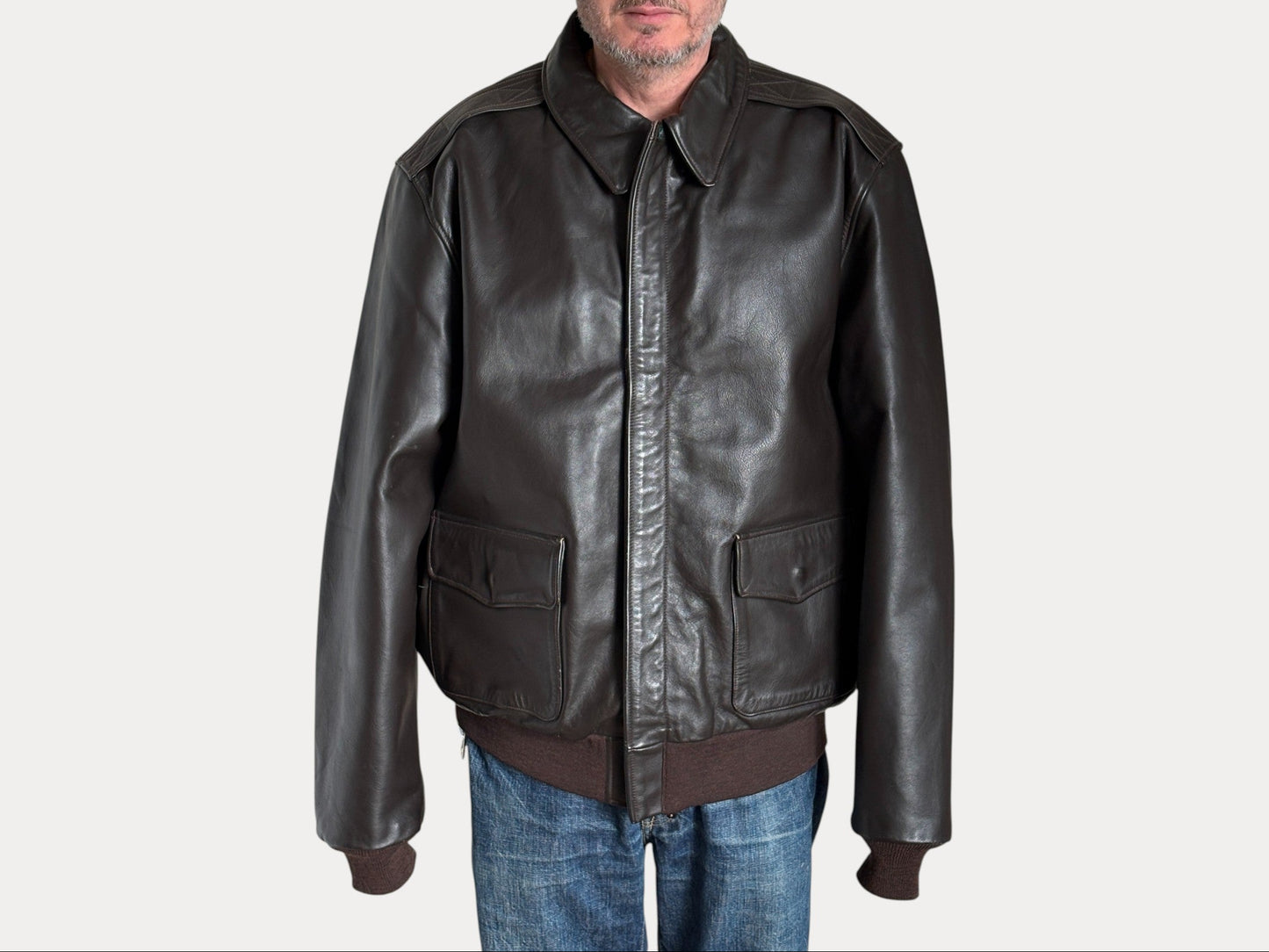 Willis & Geiger Type A-2 Leather Flight Jacket - USA Made - Dark Brown - Size 48T (Tall)-AJ357 Studio-AJ357 Studio