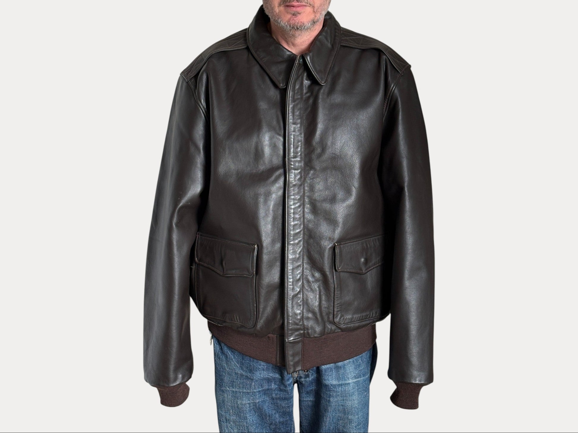 Willis & Geiger Type A-2 Leather Flight Jacket - USA Made - Dark Brown - Size 48T (Tall)-AJ357 Studio-AJ357 Studio