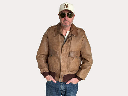 Size 42US / 52EU Vintage Excelled Leather Flight Jacket | Made in USA-AJ357 Studio-AJ357 Studio