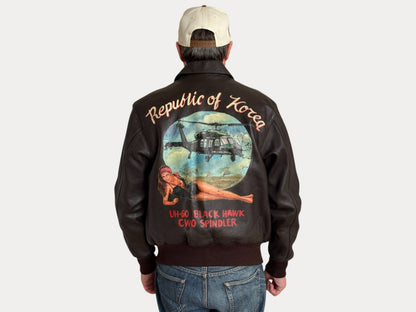 Size 42US / 52 EU Vintage Hand-Painted Republic of Korea Flight Jacket -AJ357 Studio-AJ357 Studio