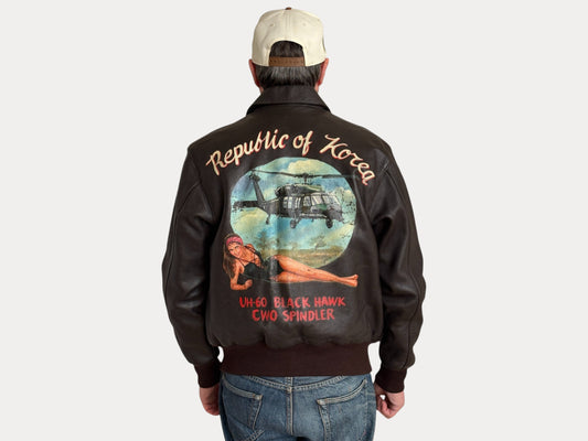 Size 42US / 52 EU Vintage Hand-Painted Republic of Korea Flight Jacket -AJ357 Studio-AJ357 Studio