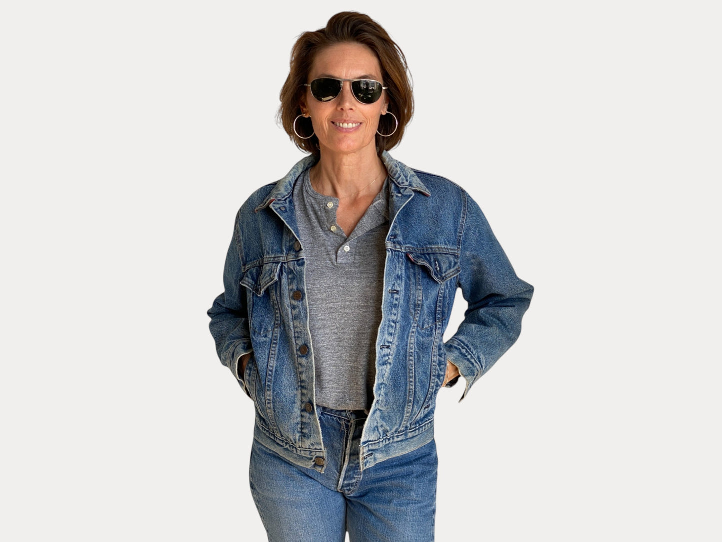 Size 38US / 48EU . 4 pockets Levis denim jacket / Buffalo plaid lining Made in USA-AJ357 Studio-AJ357 Studio