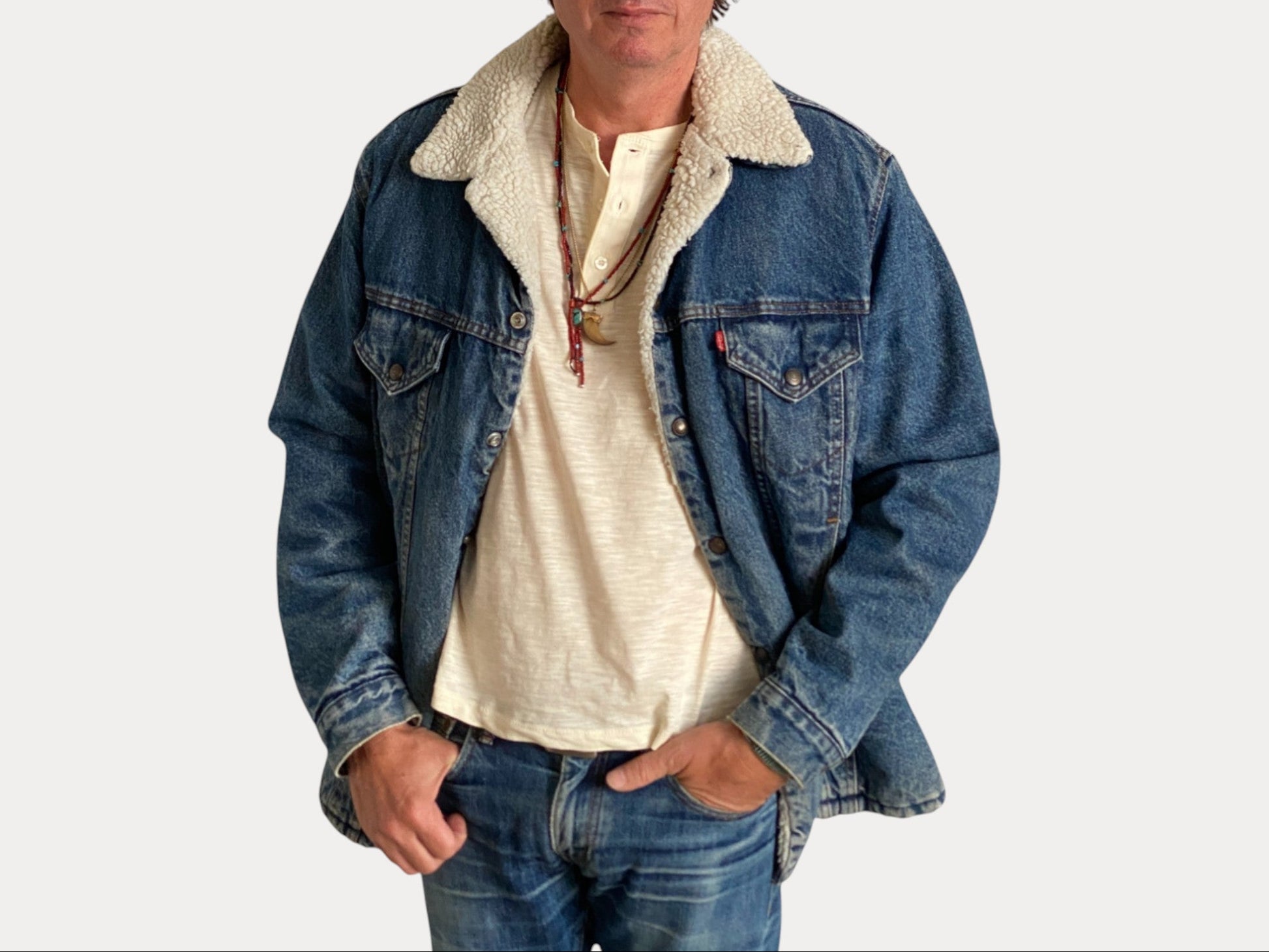 Size 46US/56EU. 4 pockets Vintage Levis fleece Jacket Made in USA.-AJ357 Studio-AJ357 Studio
