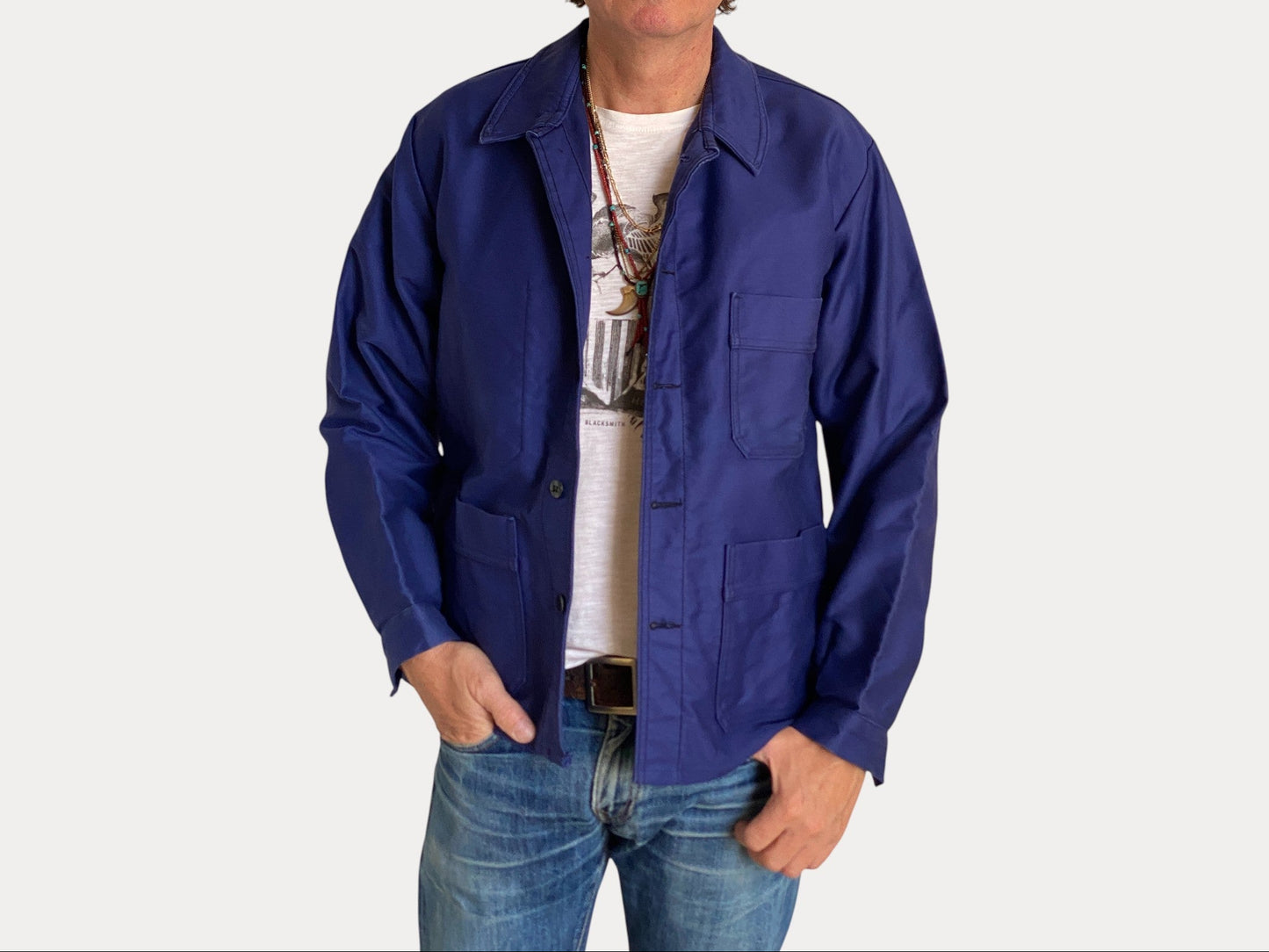 Size 44UE. Vintage French Moleskin jacket.-AJ357 Studio-AJ357 Studio