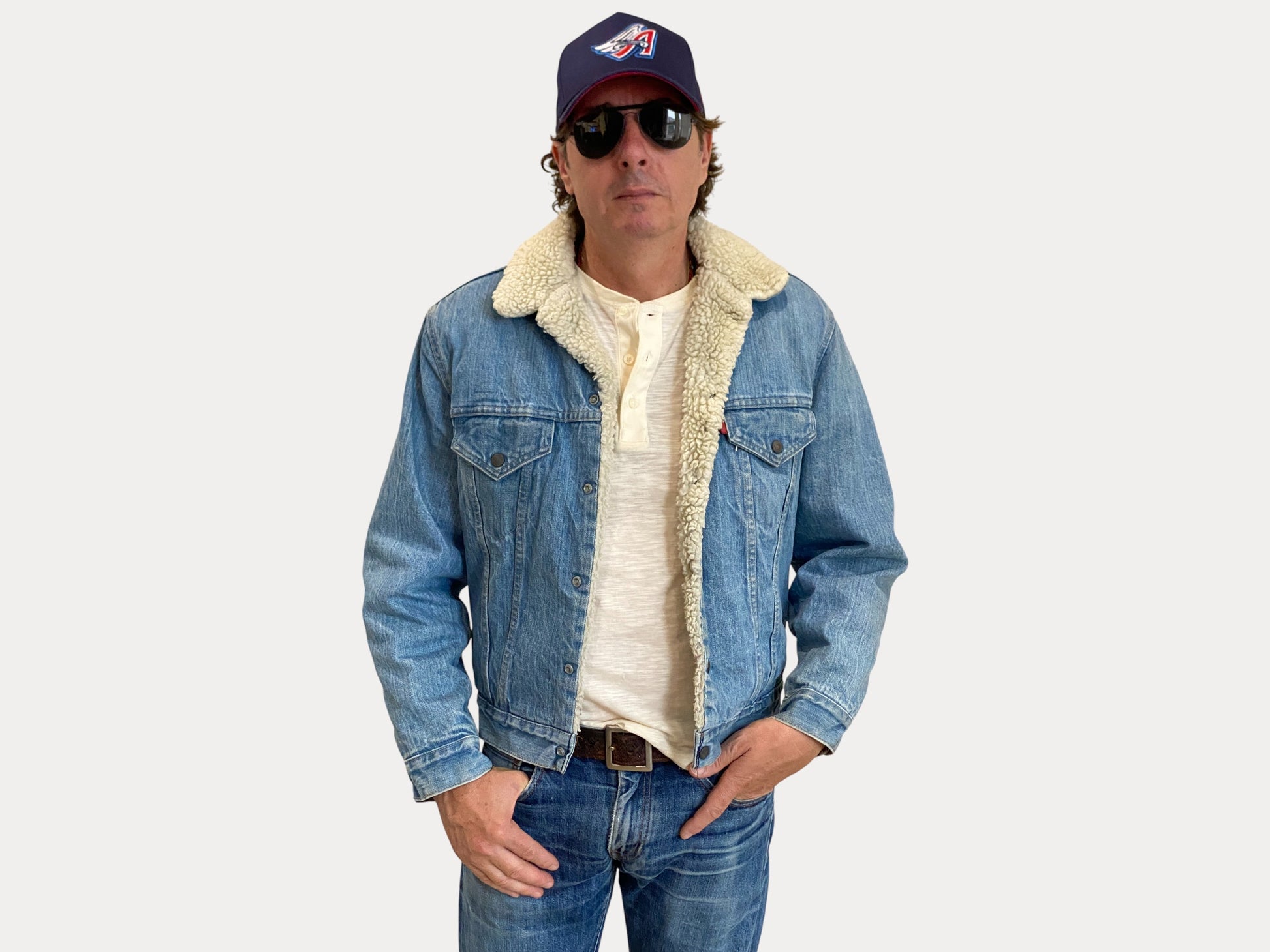 Size 42US/52EU. 4 pockets Vintage Trucker Levis fleece Jacket Made in USA.-AJ357 Studio-AJ357 Studio