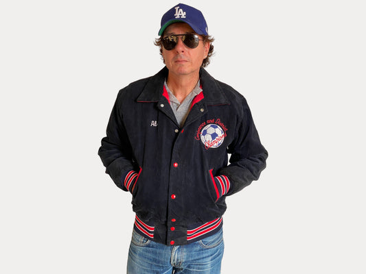 Med. Black Vintage Corduroy Soccer jacket Made in USA-AJ357 Studio-AJ357 Studio