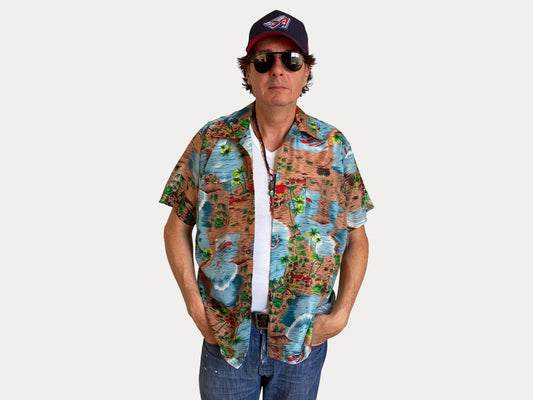 Size L Vintage 90s Hawaiian Shirt Thin Polyester-AJ357 Studio-AJ357 Studio