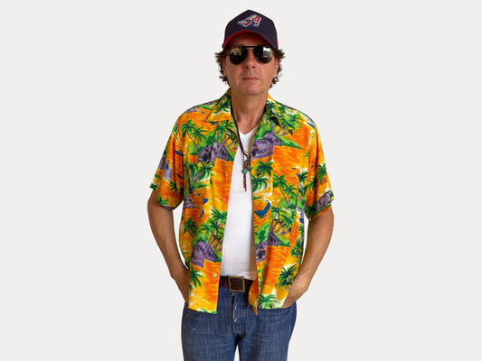 Size L. Vintage 90s Rayon Hawaiian shirt-AJ357 Studio-AJ357 Studio