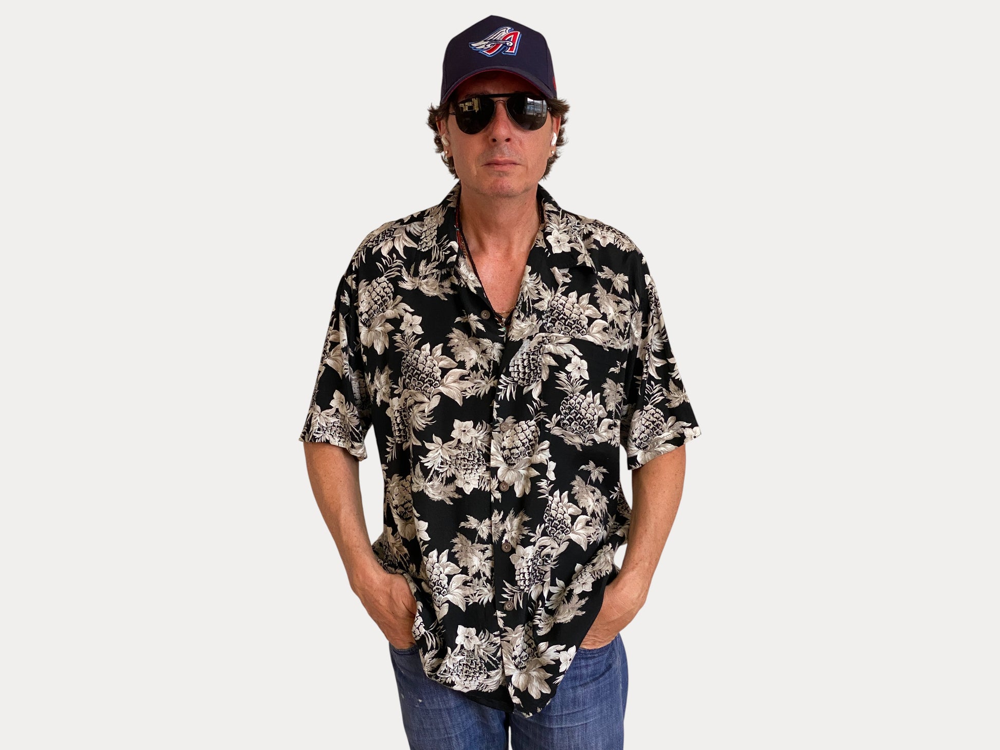 Size Large. Vintage 90s Rayon Hawaiian shirt-AJ357 Studio-AJ357 Studio