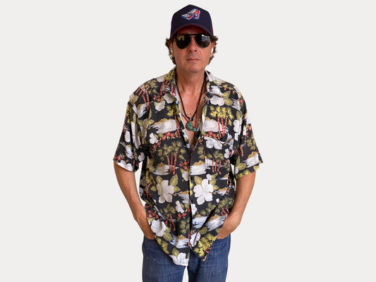 Size Large. Vintage 90s Rayon Hawaiian shirt-AJ357 Studio-AJ357 Studio