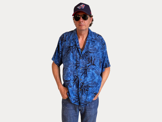 Size Large. Vintage 90s Rayon Hawaiian shirt by Pineapple Connection-AJ357 Studio-AJ357 Studio