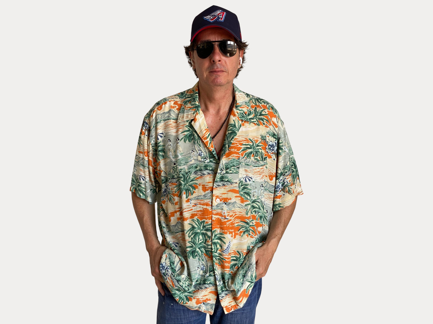 Size Large. Vintage 90s Rayon Hawaiian shirt by American Eagle-AJ357 Studio-AJ357 Studio
