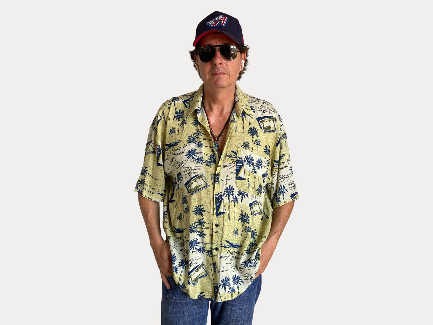 Size Large. Vintage 90s Rayon Hawaiian shirt-AJ357 Studio-AJ357 Studio