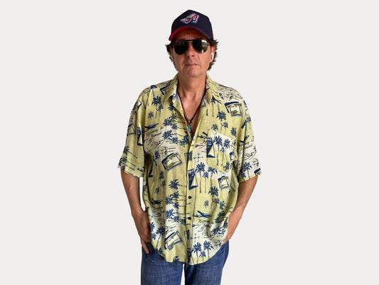 Size Large. Vintage 90s Rayon Hawaiian shirt-AJ357 Studio-AJ357 Studio