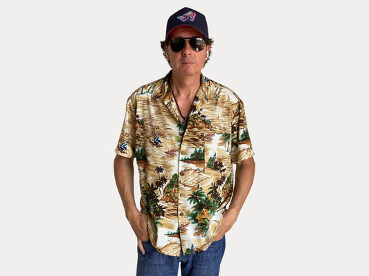 Size Large. Vintage 90s Polyester Hawaiian shirt by Kenington-AJ357 Studio-AJ357 Studio