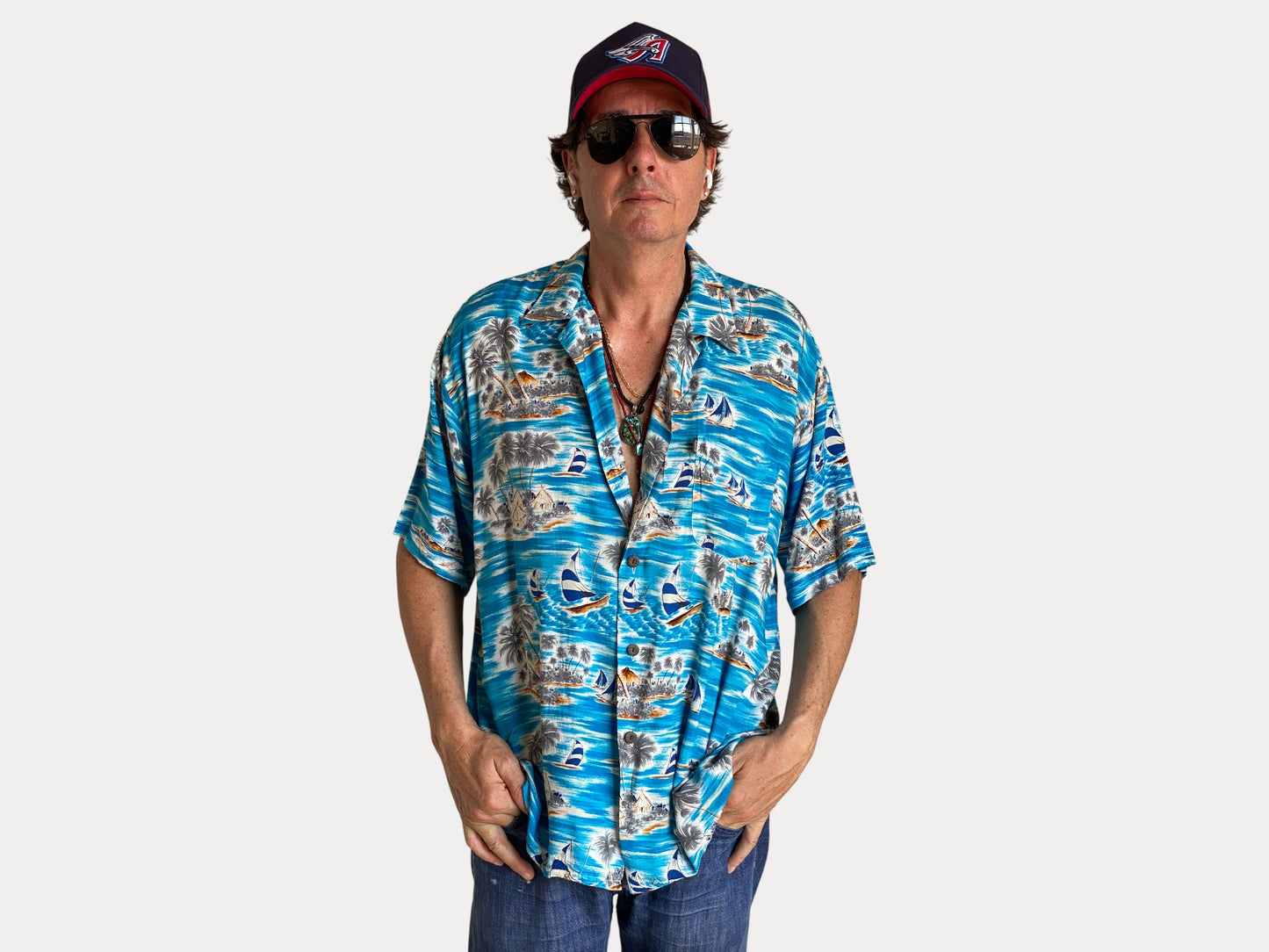 Size XL. Vintage 90s Rayon Hawaiian shirt by Pineapple Connection-AJ357 Studio-AJ357 Studio