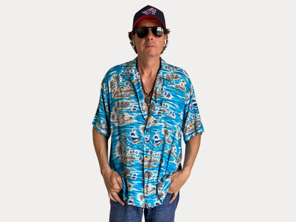 Size XL. Vintage 90s Rayon Hawaiian shirt by Pineapple Connection-AJ357 Studio-AJ357 Studio