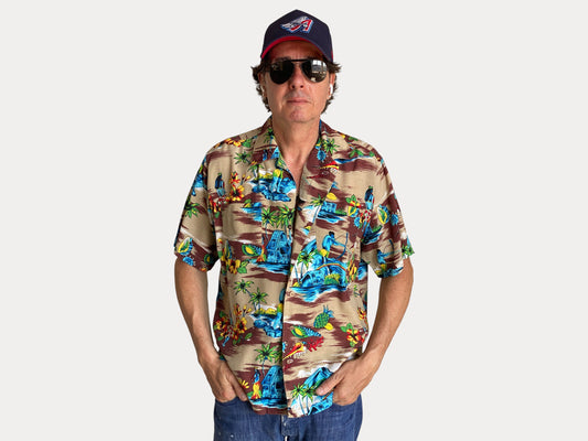 Size Large. Vintage 90s Rayon Hawaiian shirt by Network-AJ357 Studio-AJ357 Studio