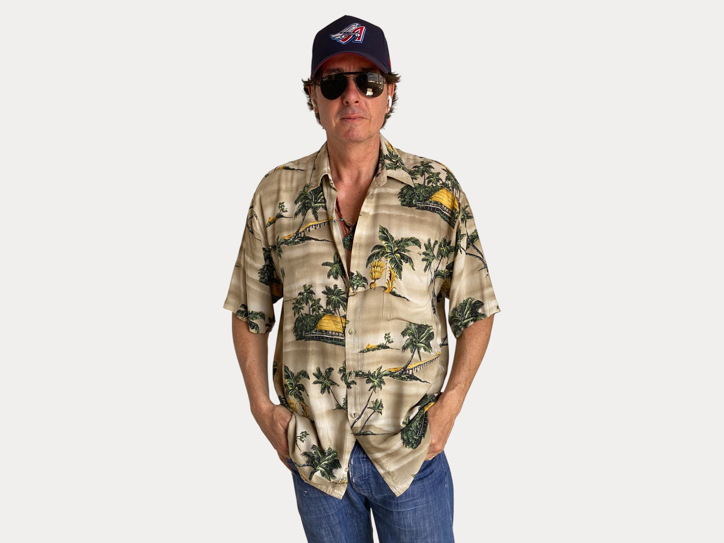 Size Large. Vintage 90s Rayon Hawaiian shirt-AJ357 Studio-AJ357 Studio