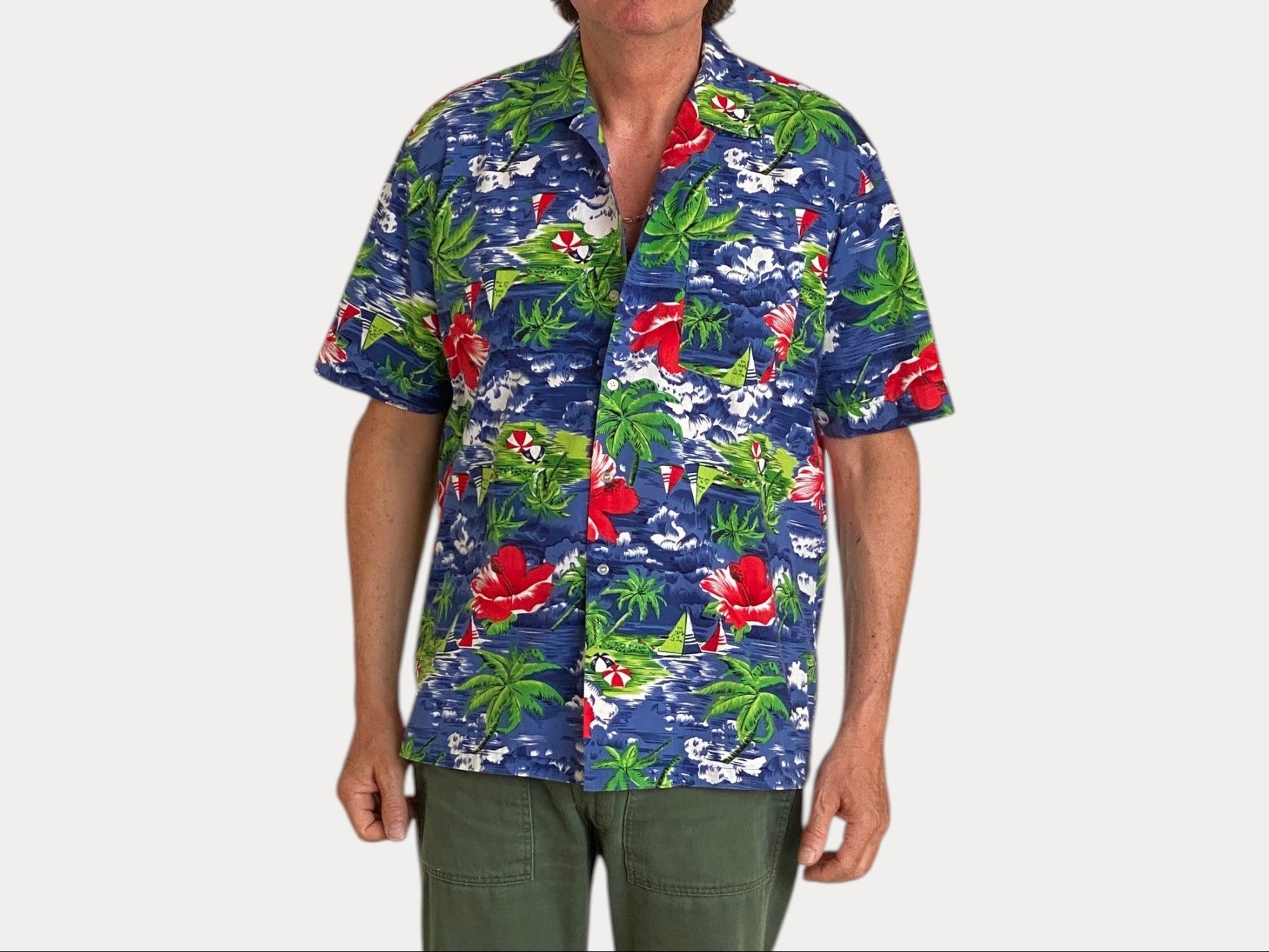 Size Large. Vintage 90s cotton Hawaiian shirt-AJ357 Studio-AJ357 Studio