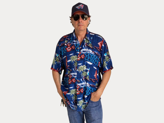 Size XL. Vintage 90s Rayon Hawaiian shirt-AJ357 Studio-AJ357 Studio