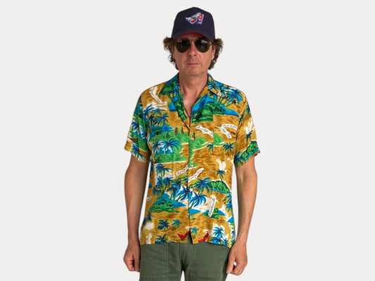 Size Med. Vintage 60s Hawaiian shirt Made in Jamaica-AJ357 Studio-AJ357 Studio