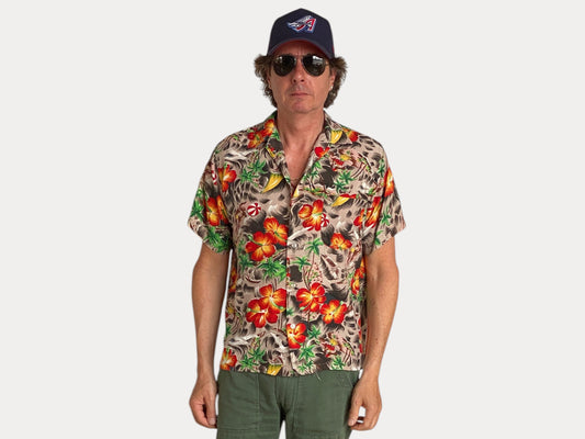 Size Med. Vintage 60s Aloha Hawaiian shirt Made in Japan-AJ357 Studio-AJ357 Studio
