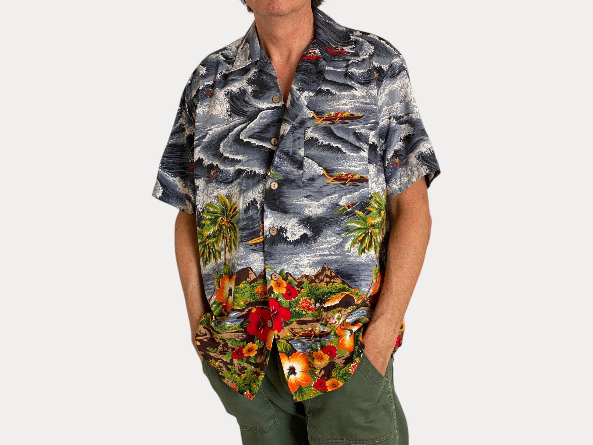 Size M. Vintage 90s Hawaiian cotton shirt-AJ357 Studio-AJ357 Studio