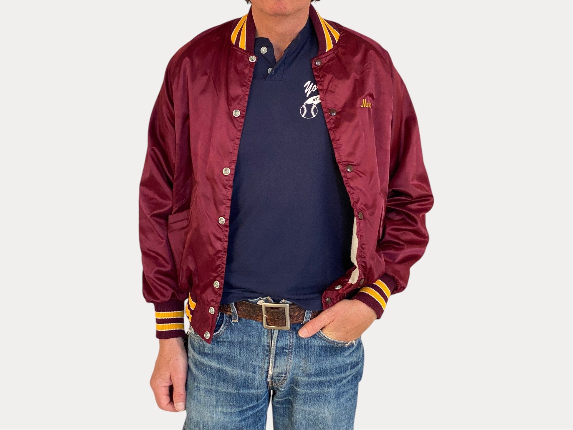 Size Small . Vintage Delong satin jacket Made in USA-AJ357 Studio-AJ357 Studio