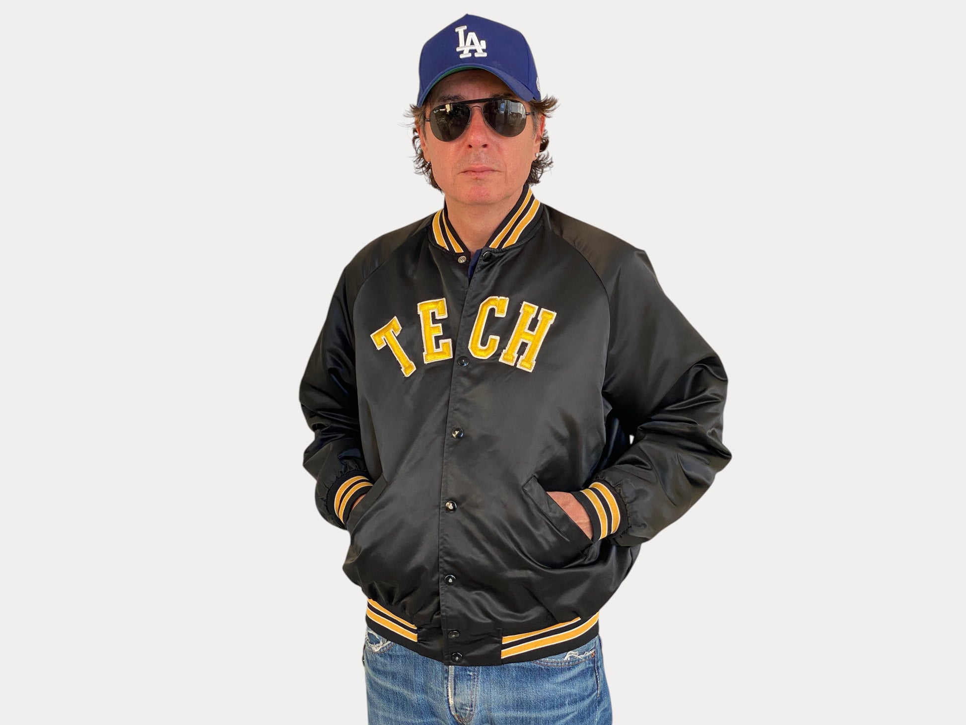 Large . Vintage Tech Satin jacket Made in USA-AJ357 Studio-AJ357 Studio