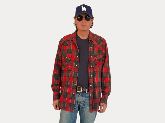 XL Vintage 80’s Plaid Flannel Western Shirt | Classic Retro Style | USA Vintage BCN-AJ357 Studio-AJ357 Studio
