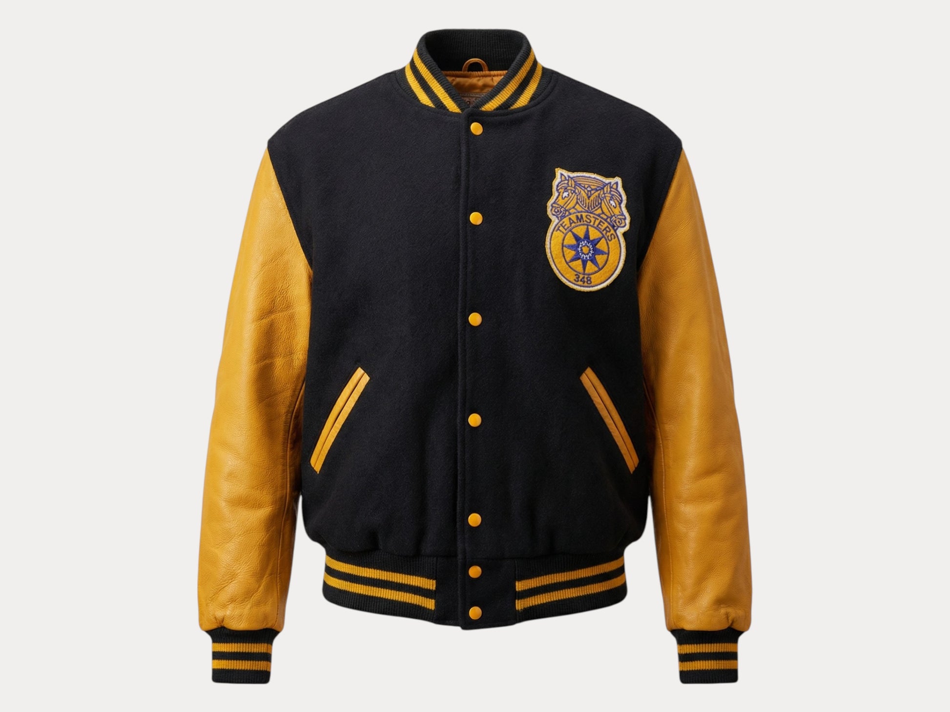 Vintage Teamster Varsity Leather Sleeve Jacket - Size 44USA (54 EU) | Made in USA-AJ357 Studio-AJ357 Studio