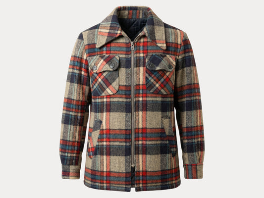 Vintage 70s Plaid Light Coat - Size 46 EU, Made in Italy-AJ357 Studio-AJ357 Studio
