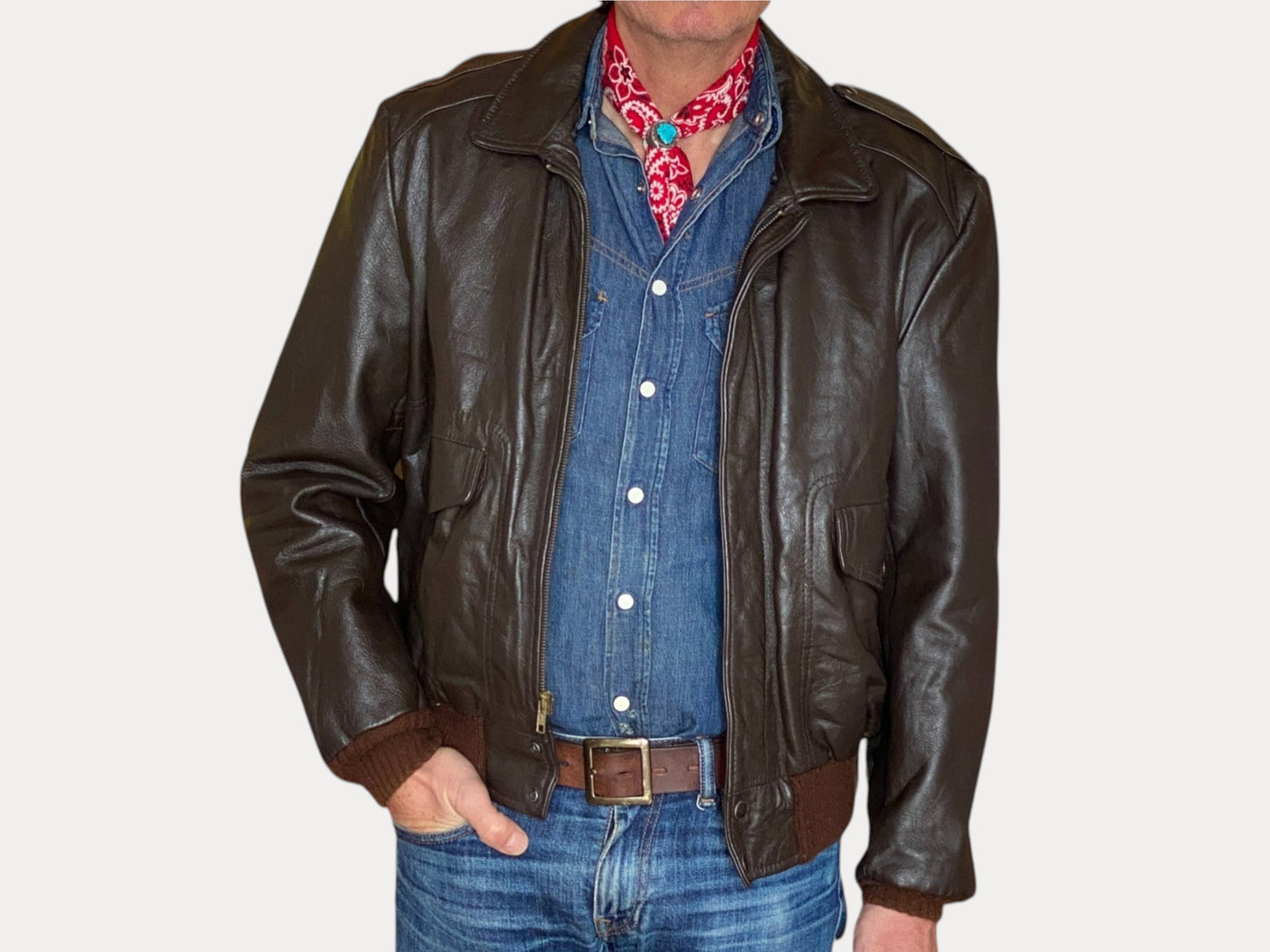 Vintage Leather Bomber Flight Jacket Aviator Size 44US Reg (54EU) – Timeless Classic-AJ357 Studio-AJ357 Studio