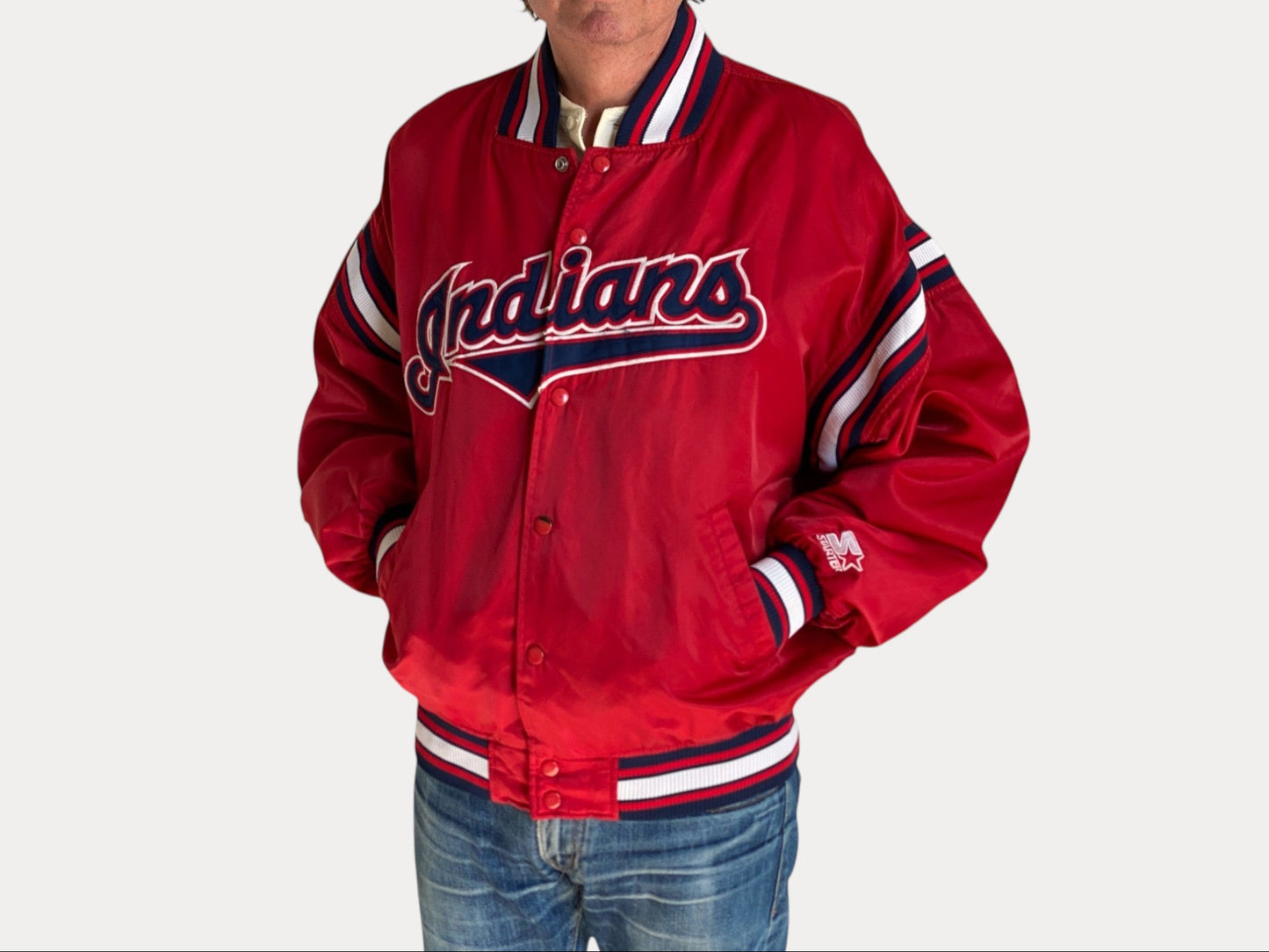 90s Vintage New Indians Starter Jacket | Size Large-AJ357 Studio-AJ357 Studio